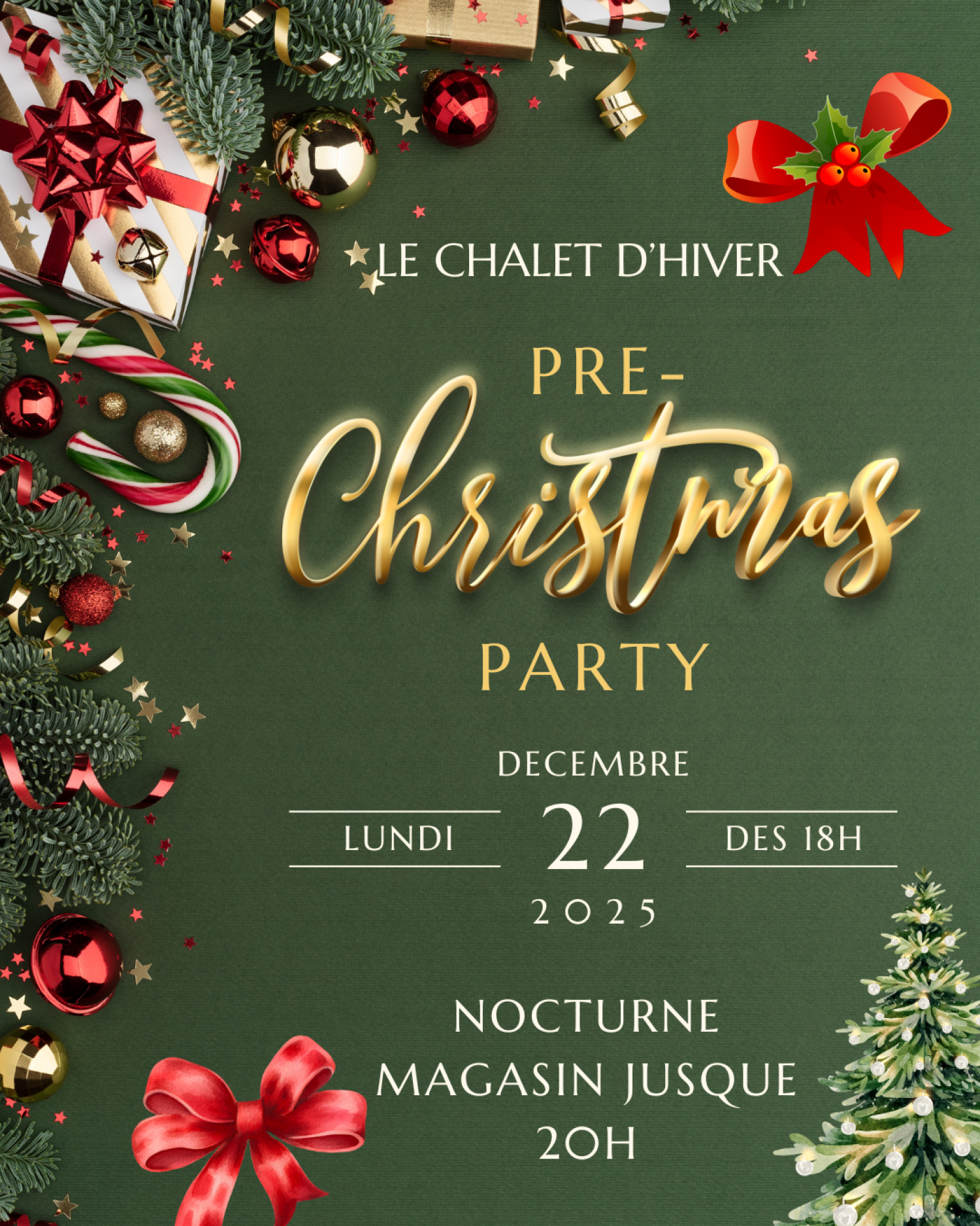 Soirée Pré-Noël ce lundi 22 dès 18h